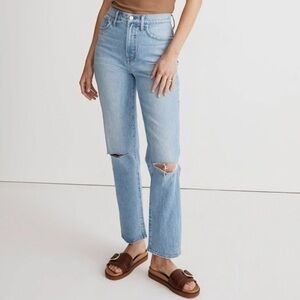 Madewell The Perfect Vintage Straight Jean Westanna Wash Knee-Rip Size 24